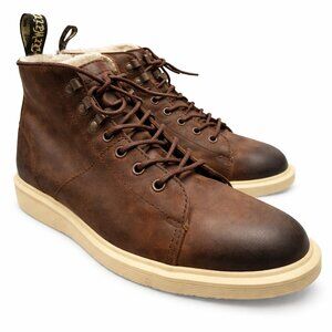 Dr. Martens 101 6-Eye Shearling Lined Brown Leather Boots Women’s 8 EUC